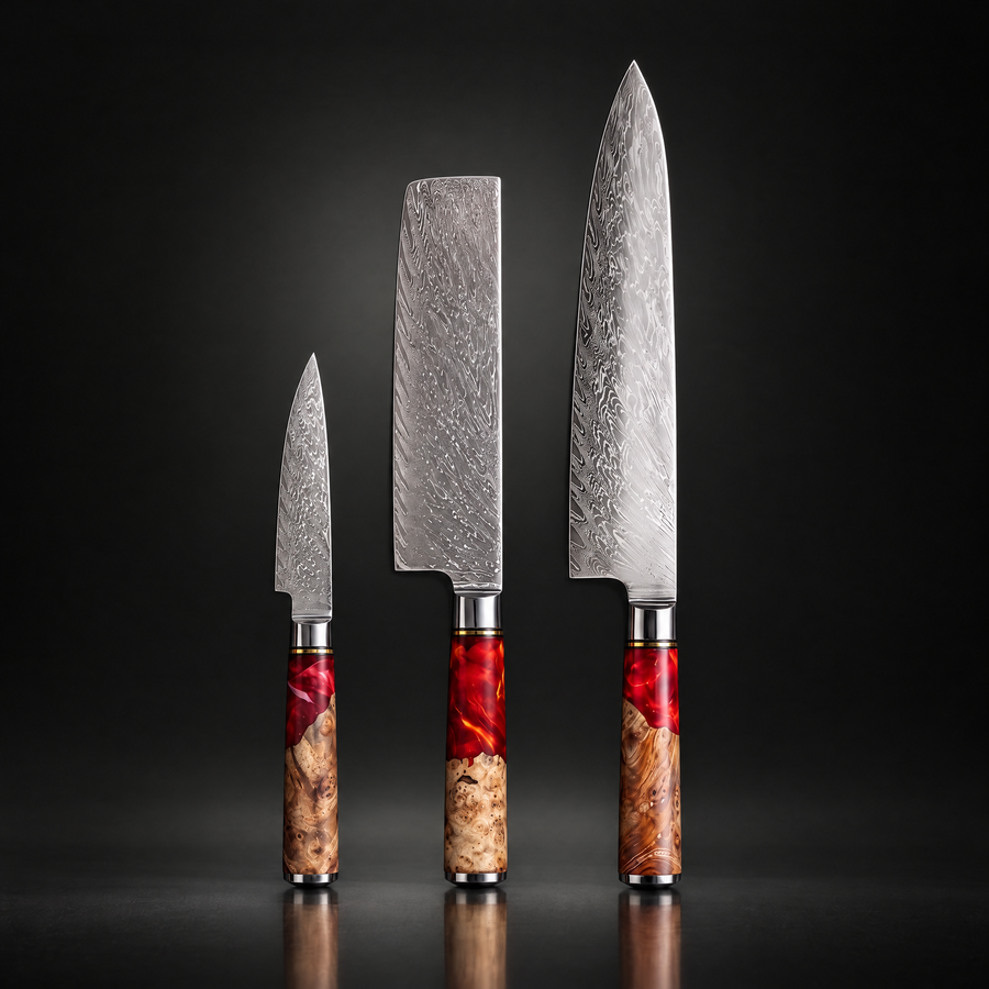 Akagi 3-Piece Knife Set (Gyuto, Nakiri & Petty)