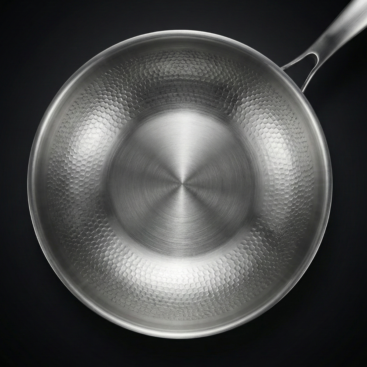 Hand-Hammered Titanium Wok Pan with Flat Base