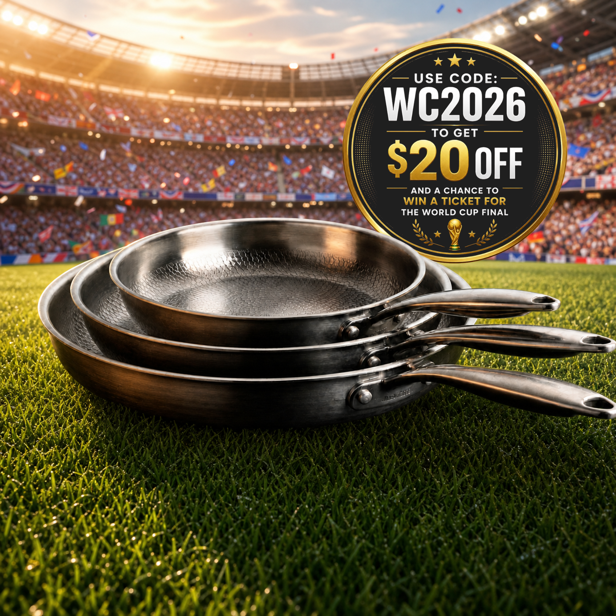Hand-Hammered Titanium Pan - 3-piece set | World Cup 26