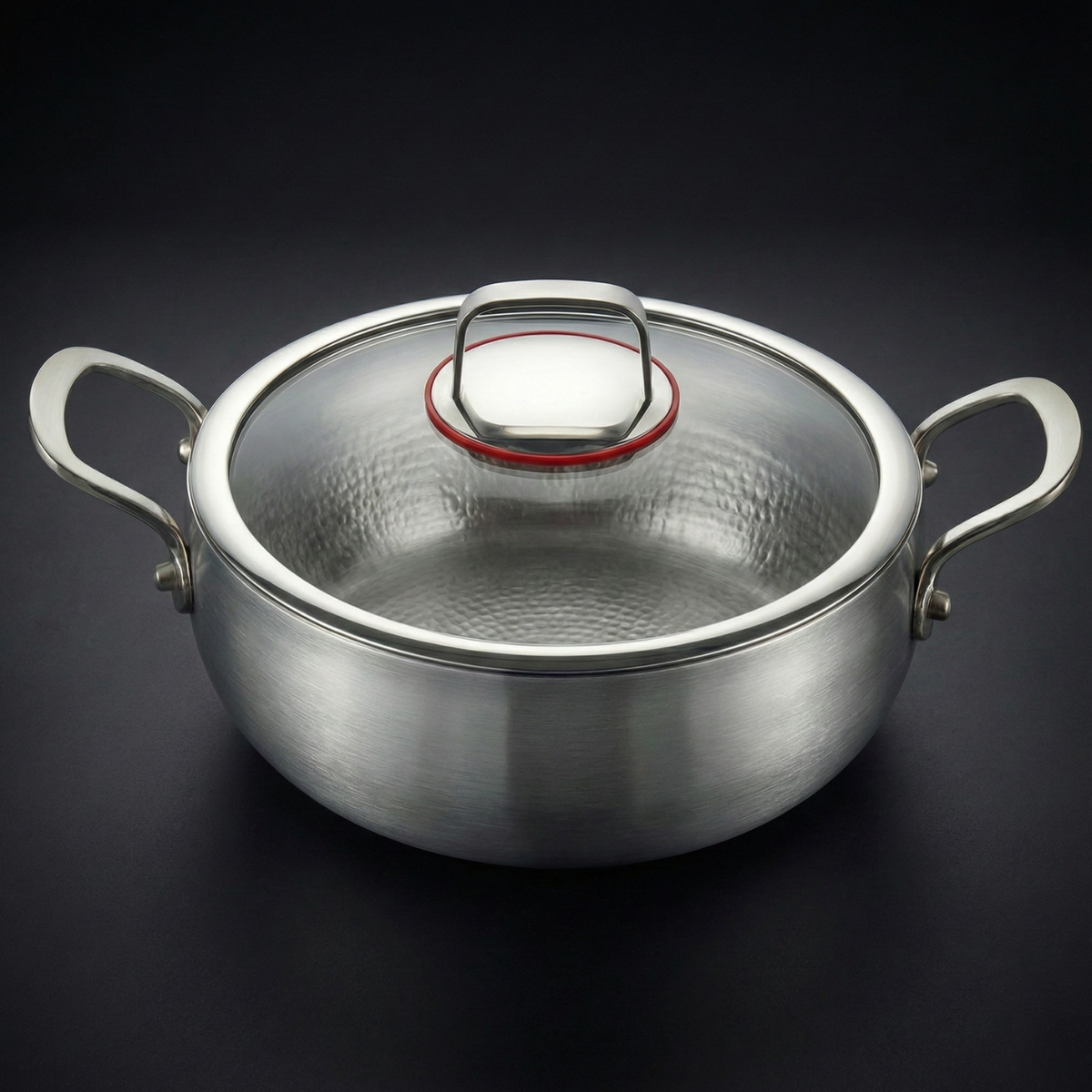 Hand-Hammered Deep Titanium Pot