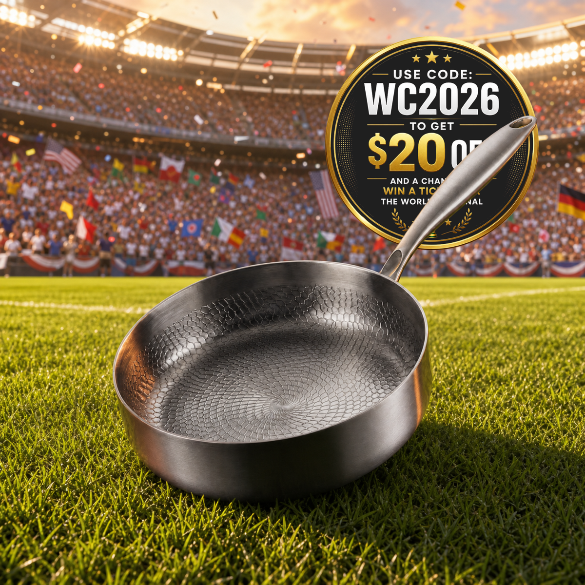 Hand-Hammered High-Wall Titanium Pan | World Cup 26