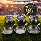 Hand-Hammered Titanium Complete Kitchen Set with 3 Lids (10, 11 & 12 Inch) | World Cup 26