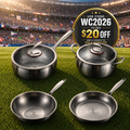 Hand-Hammered Titanium Essentials Kitchen Set with 2 Lids (10, 11 & 12 Inch) | World Cup 26