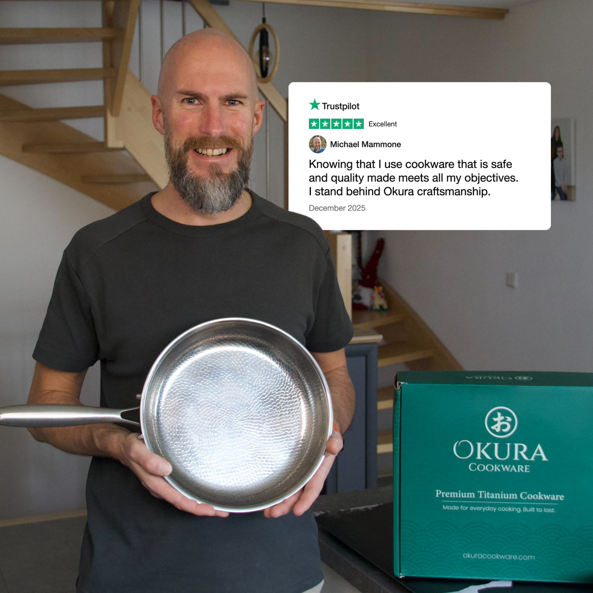 Okura Cookware Hand-Hammered Titanium Pan