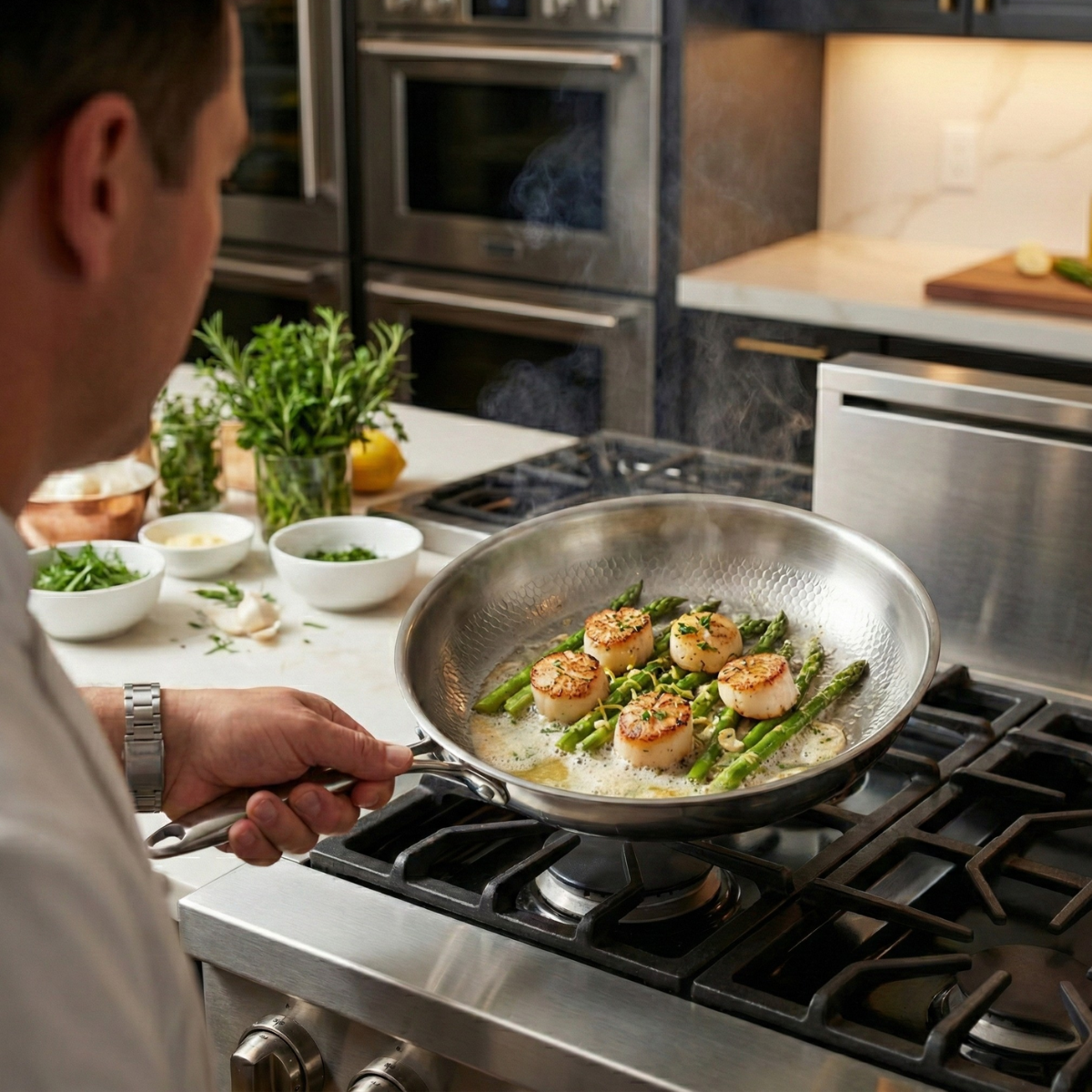 Hand-Hammered Titanium Pan - 3-piece set