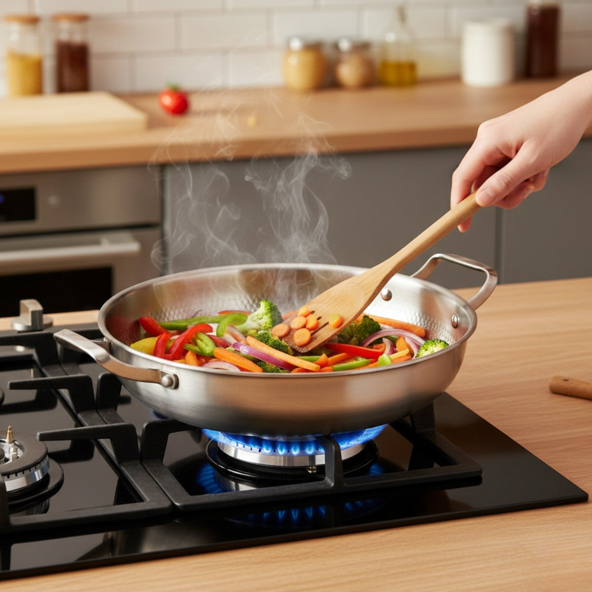 Hand-Hammered Titanium Pan with Two Handles