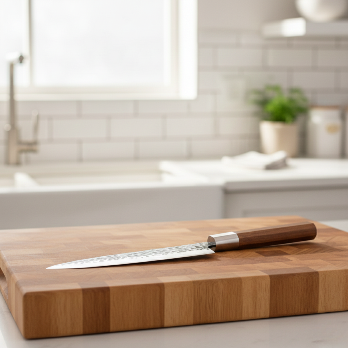 Japanese Hammered Stainless Steel Chef’s Knife – 7.3 inch (18.5 cm) Precision Blade