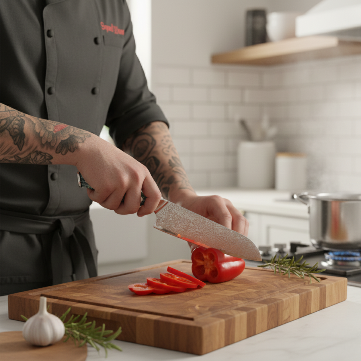 Japanese Damascus Chef’s Knife – 8.0 inch (20.4 cm) Versatile Blade