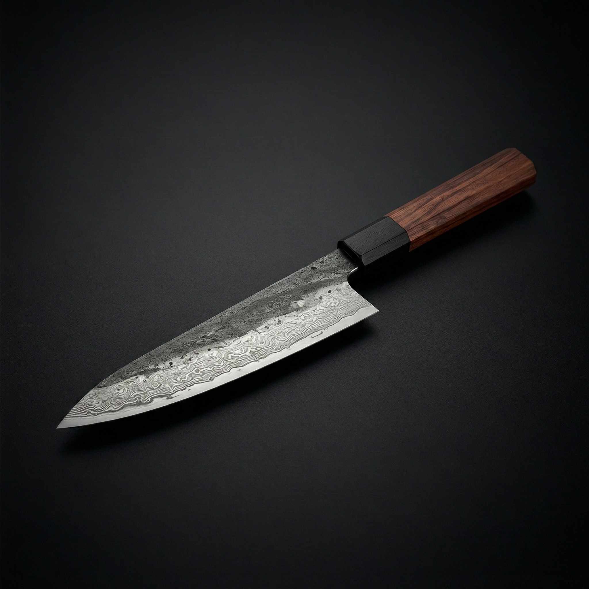 Kiritsuke Knife – Damascus Steel Blade, Ironwood Handle, 8.5 inch (21.5 cm)