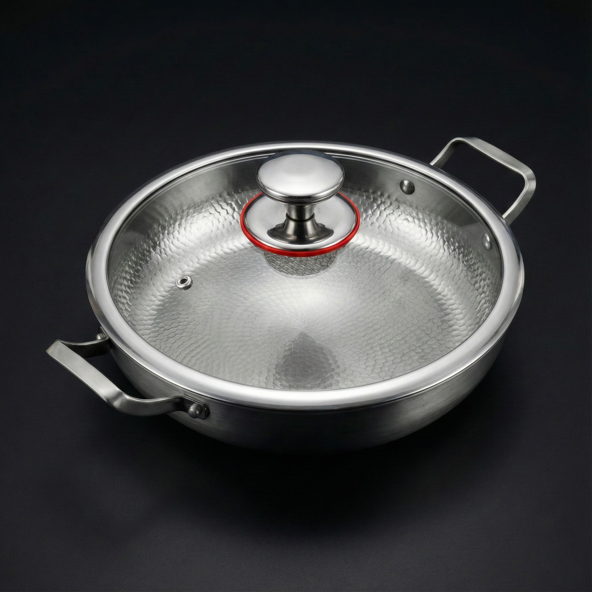 Hand-Hammered Titanium Pan with Two Handles