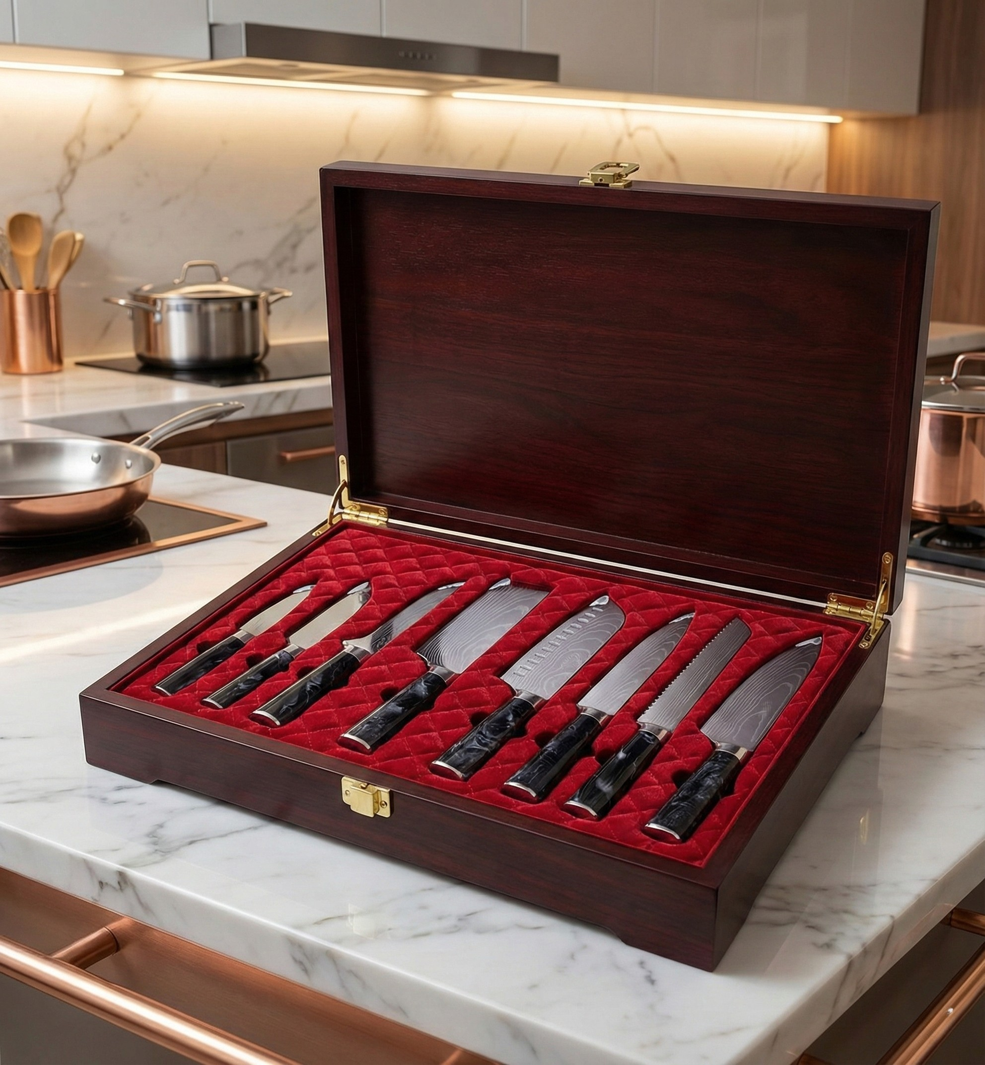 Premium Japanese Damascus Knife Set – 8-Piece Precision Collection
