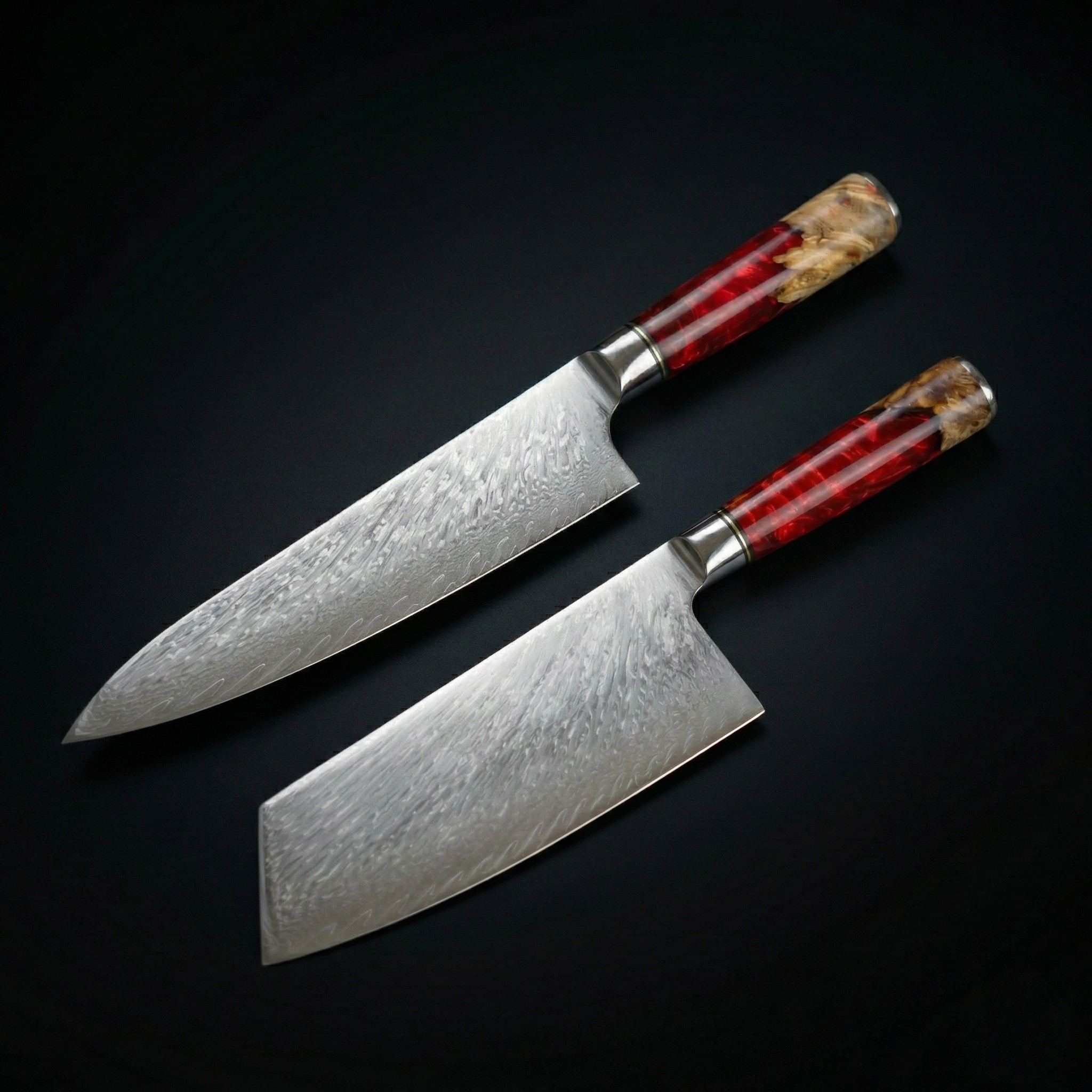 Japanese Damascus Shinku 2-Piece Performance Set – 7.5-Inch (19 cm) & 7.9-Inch (20 cm) Precision Blades