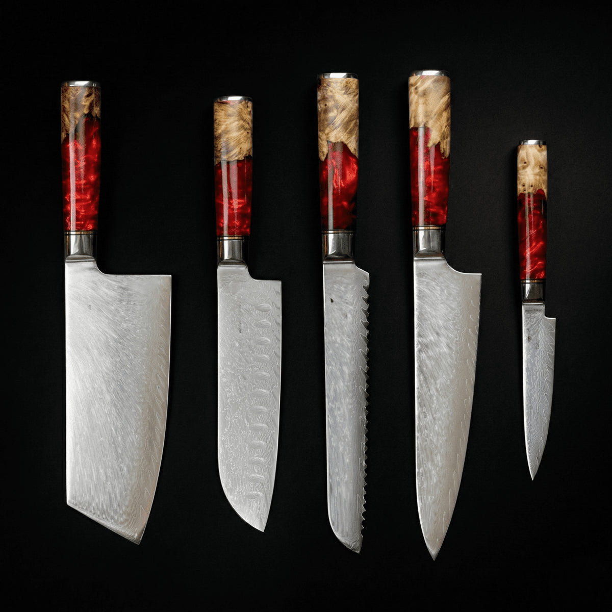 Japanese Damascus Nakama Shinku chef's knife set, Okura