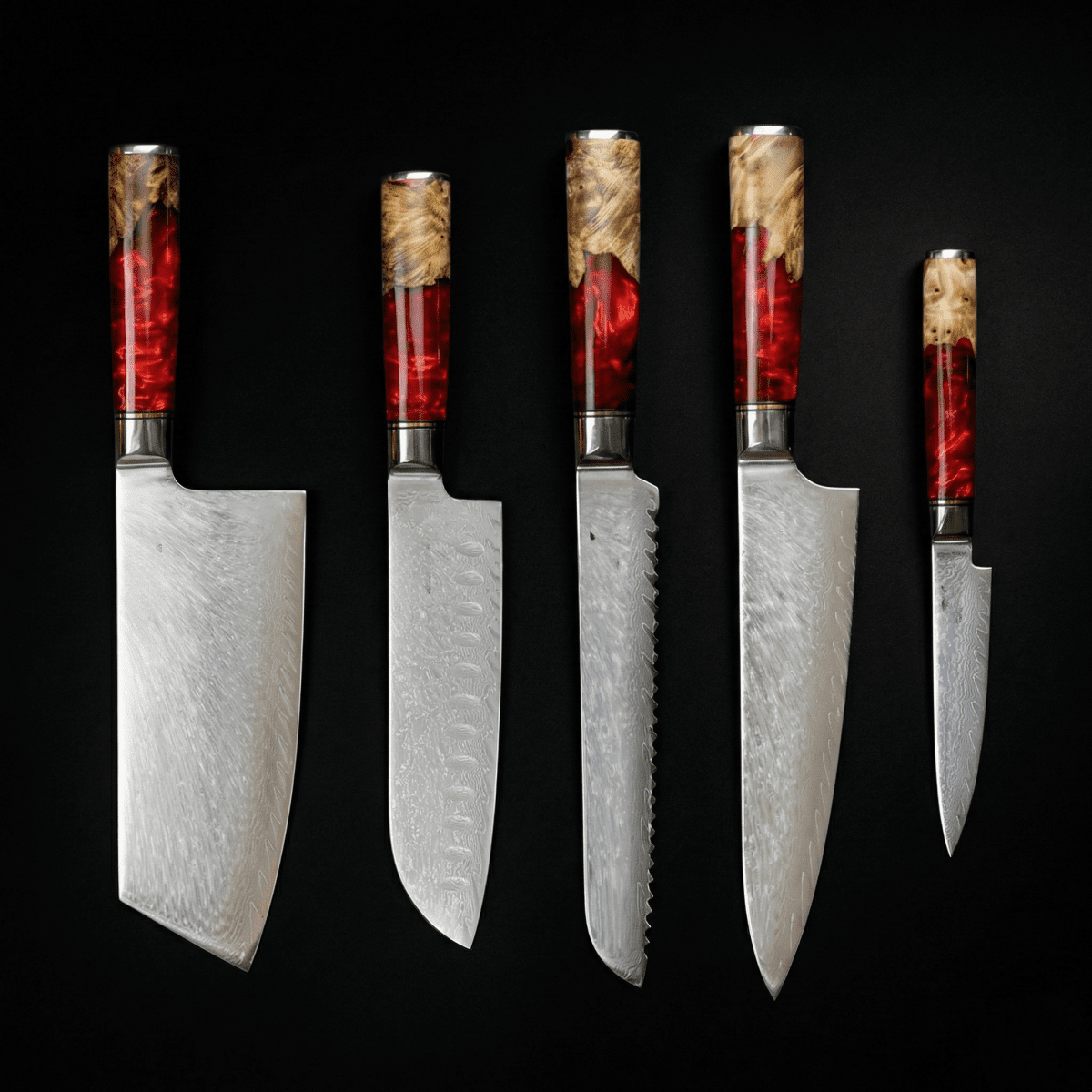 Japanese Damascus Nakama Shinku 5-Piece Chef’s Knife Set – Precision Blades