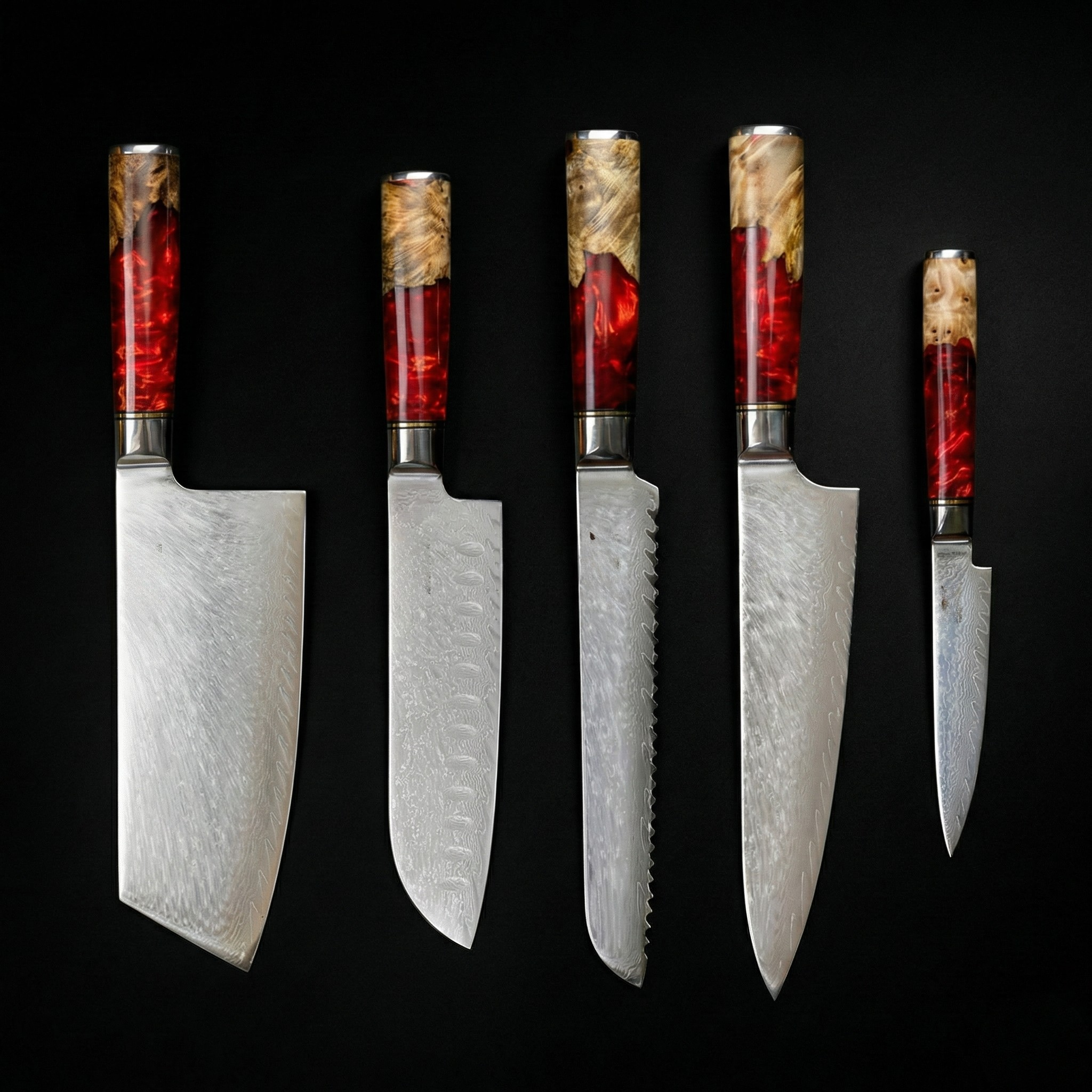 Japanese Damascus Nakama Shinku 5-Piece Chef’s Knife Set – Precision Blades