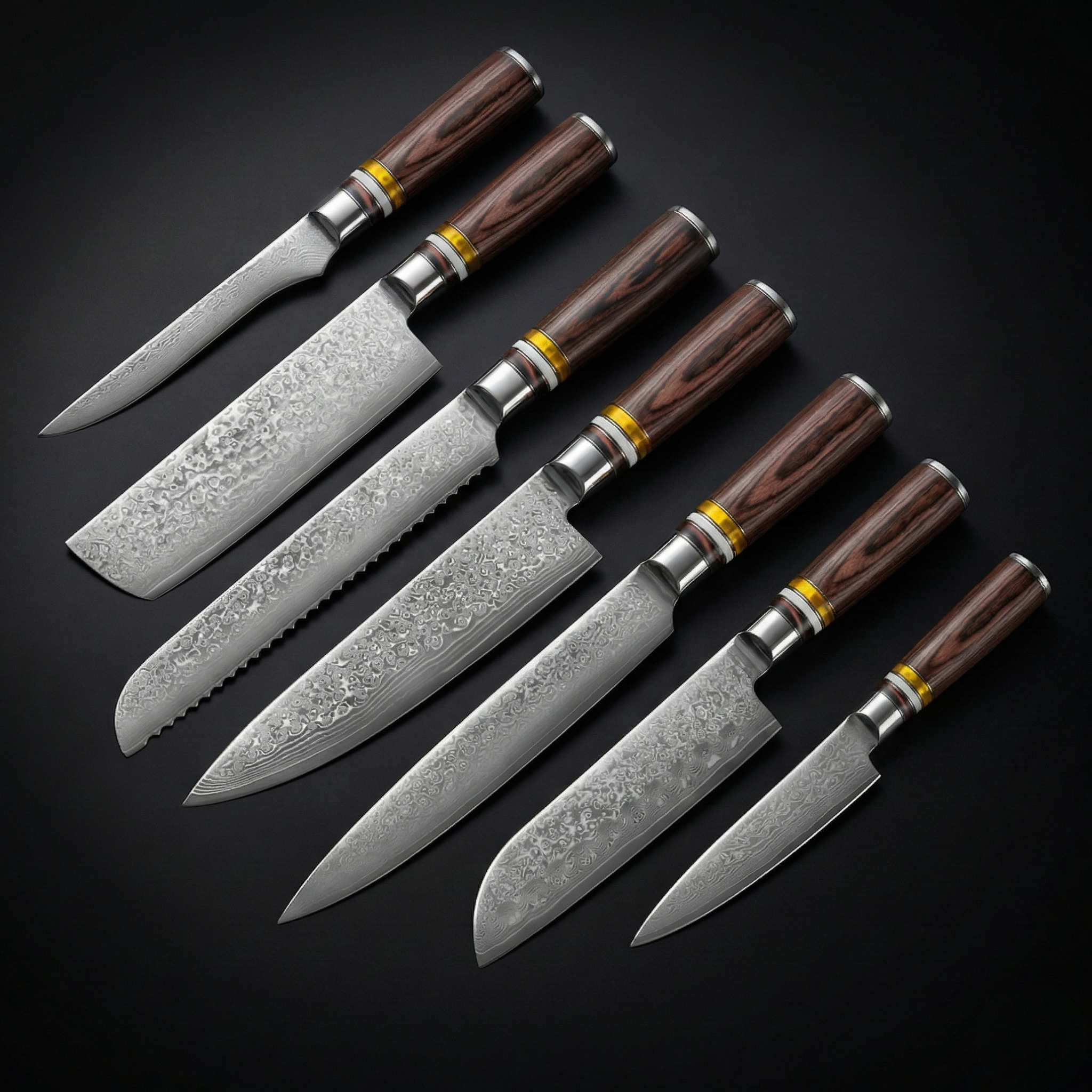 Professional Japanese 7-Piece Damascus Master Knife Set