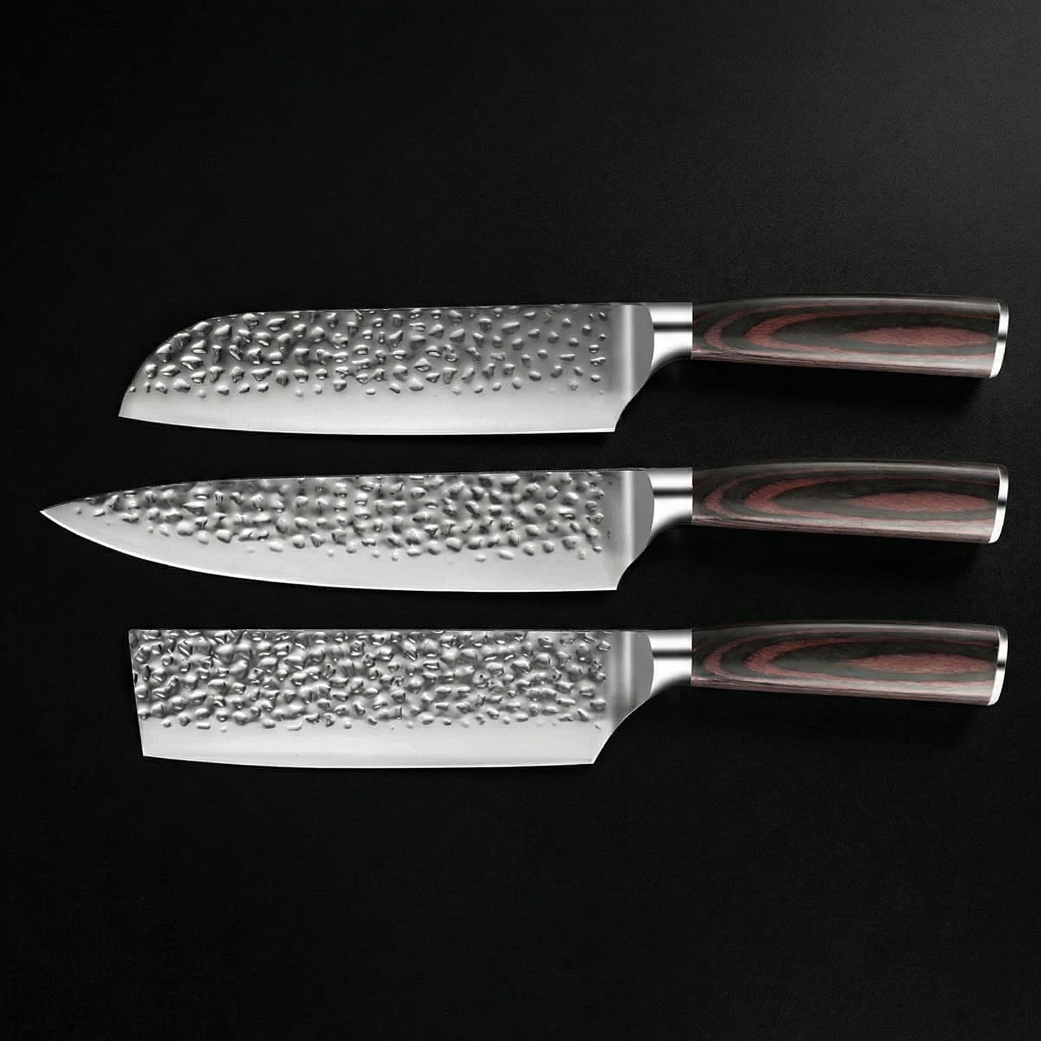 Japanese Hammered Damascus Chef  Knife Set – 3-Piece Set