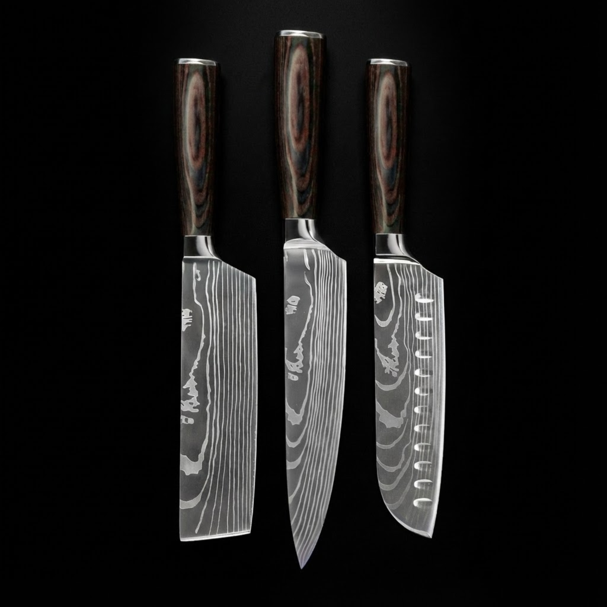 Japanese Damascus Knife Set – Precision Collection (3-Piece Set)