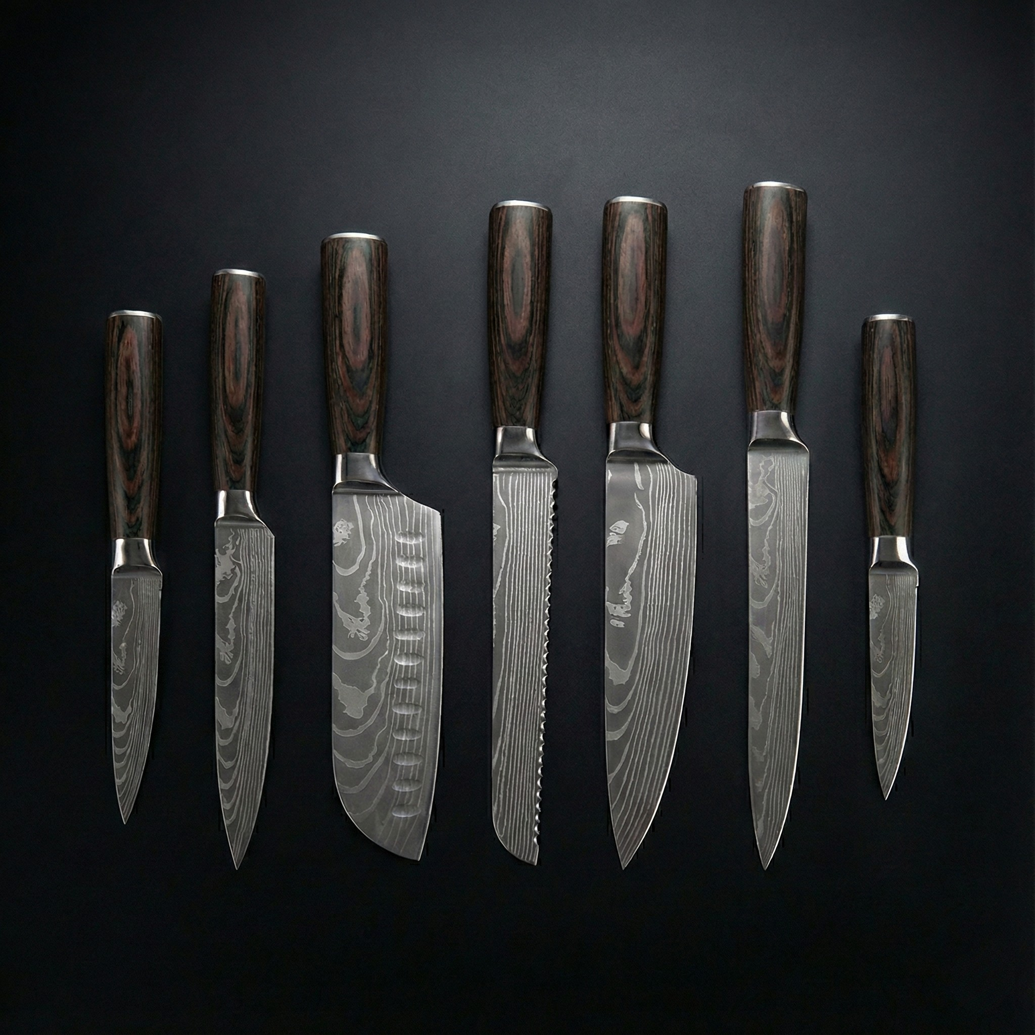 Japanese Damascus Knife Set – Precision Collection (7-Piece Set)