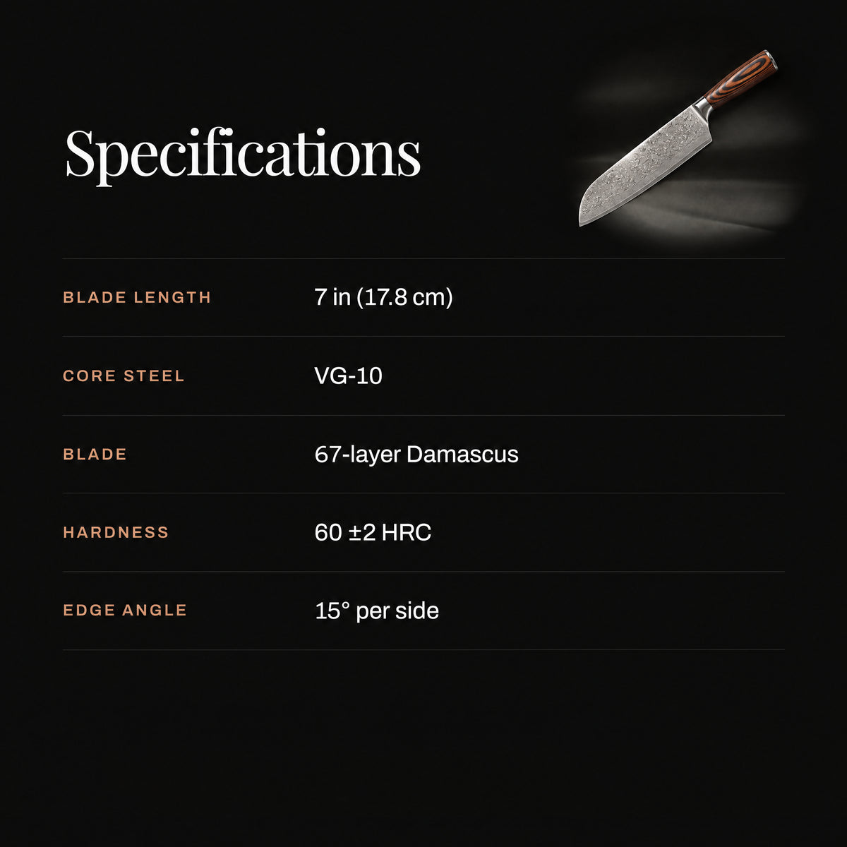 Asahi 7-Inch Santoku Knife specifications