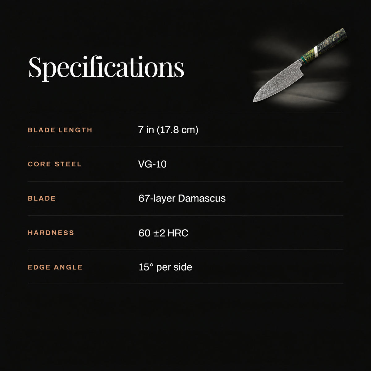 Ibuki 7-Inch Santoku Knife specifications