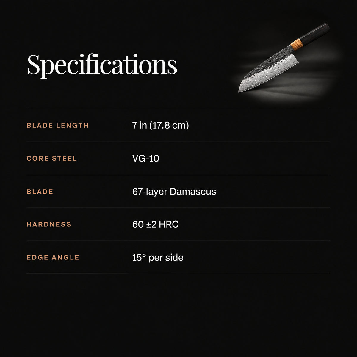 Genbu Santoku Knife specifications