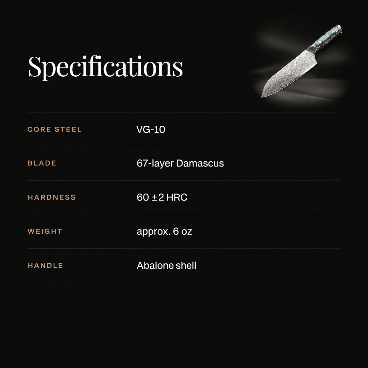 Gekko Santoku Knife specifications
