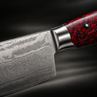 Close-up of the kurenai santoku knife blade and handle