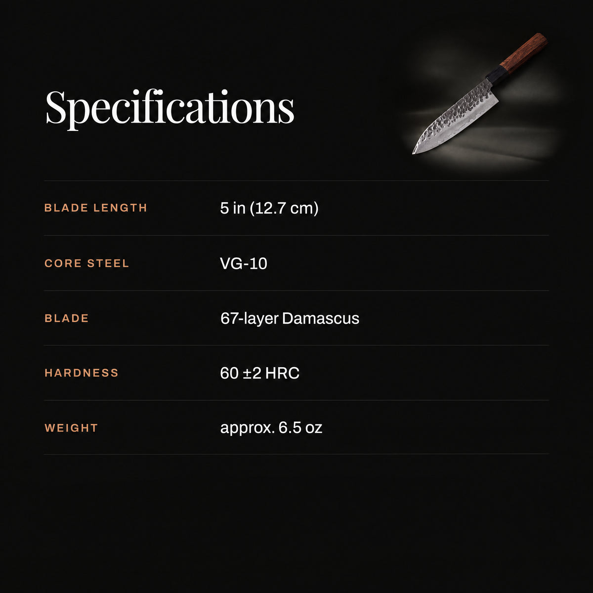 Shizuma Santoku Knife specifications