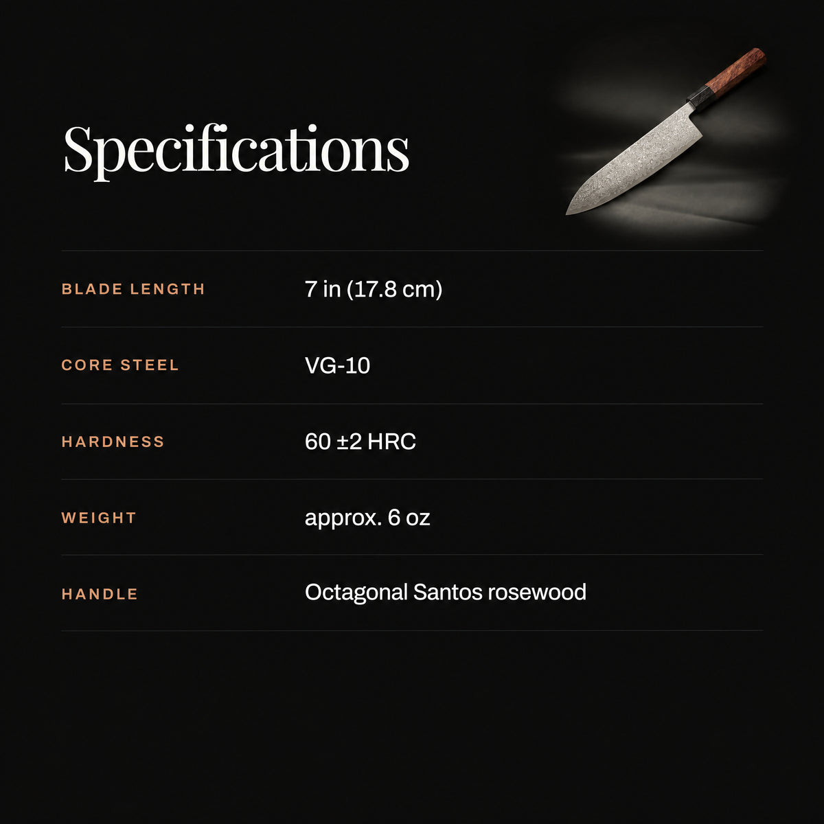 Kenshin Santoku Knife specifications