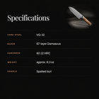 Hayate Santoku Knife specifications