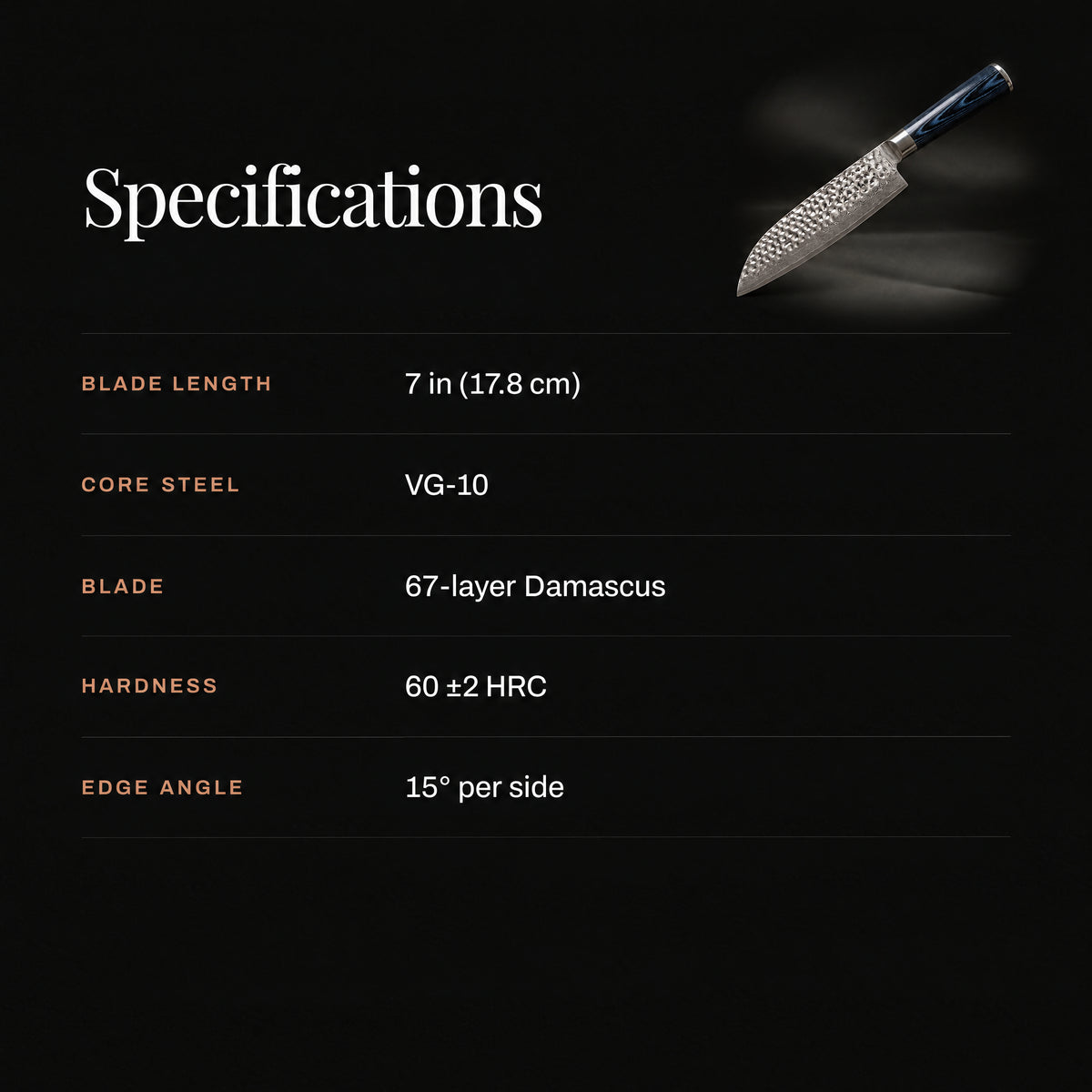 Genkai Santoku Knife specifications