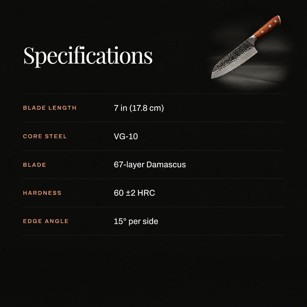 Hagane 7-Inch Santoku Knife specifications