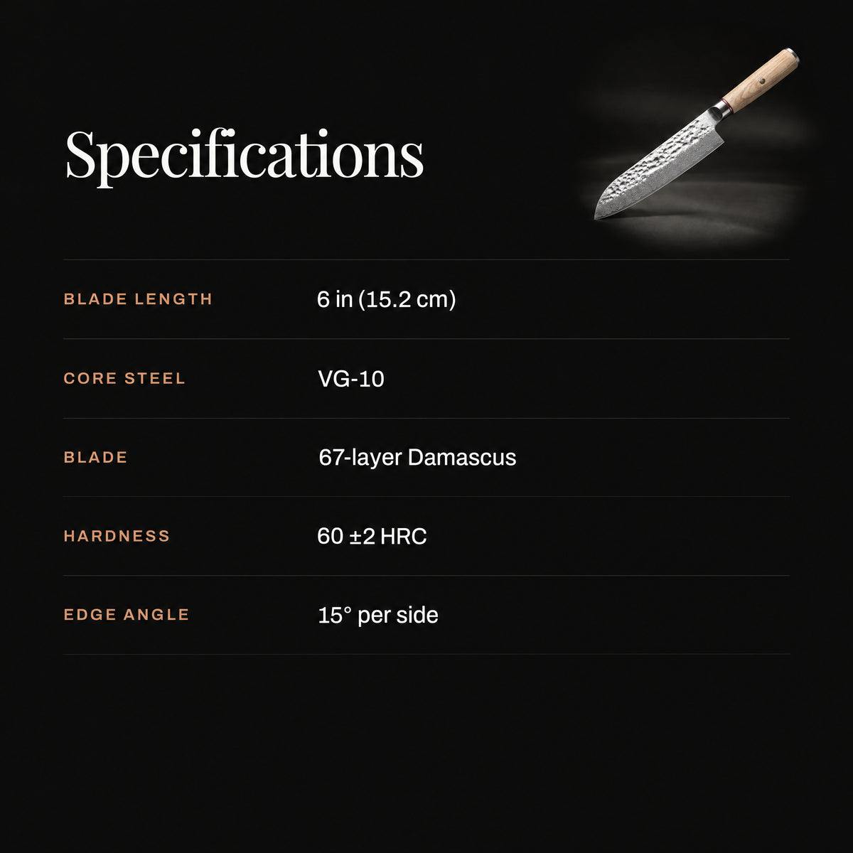 Takumi Santoku Knife specifications