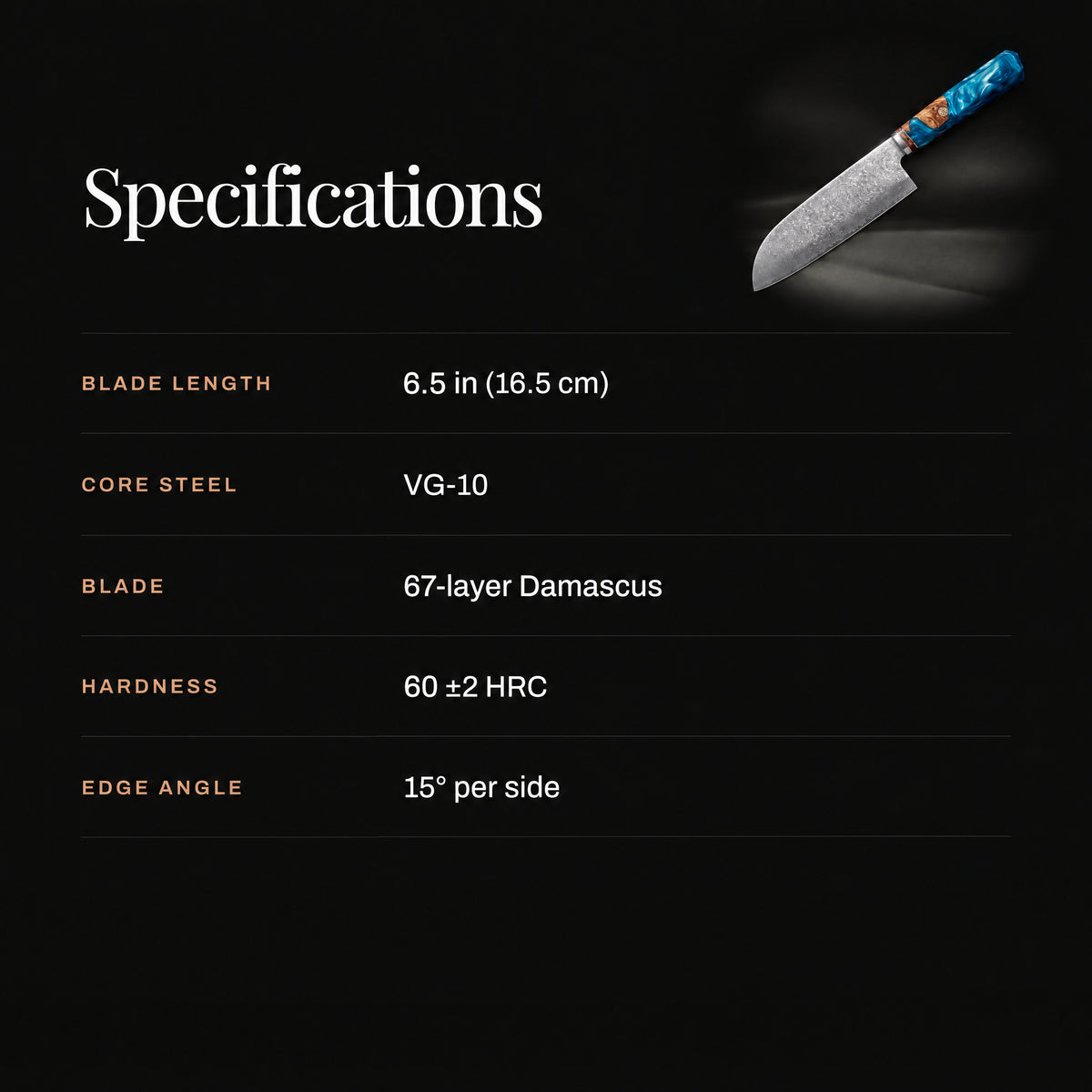 Suijin Santoku Knife specifications