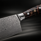 Close-up of the kongo santoku knife blade and handle