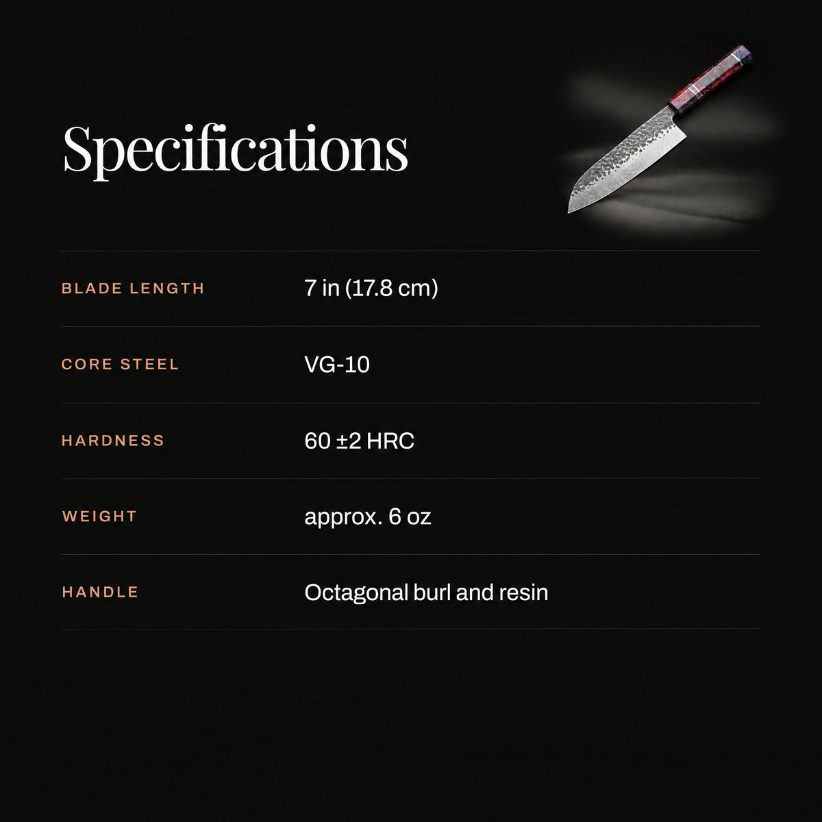 Kazan Santoku Knife specifications