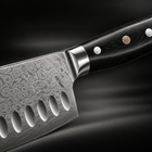 Close-up of the guren santoku knife blade and handle