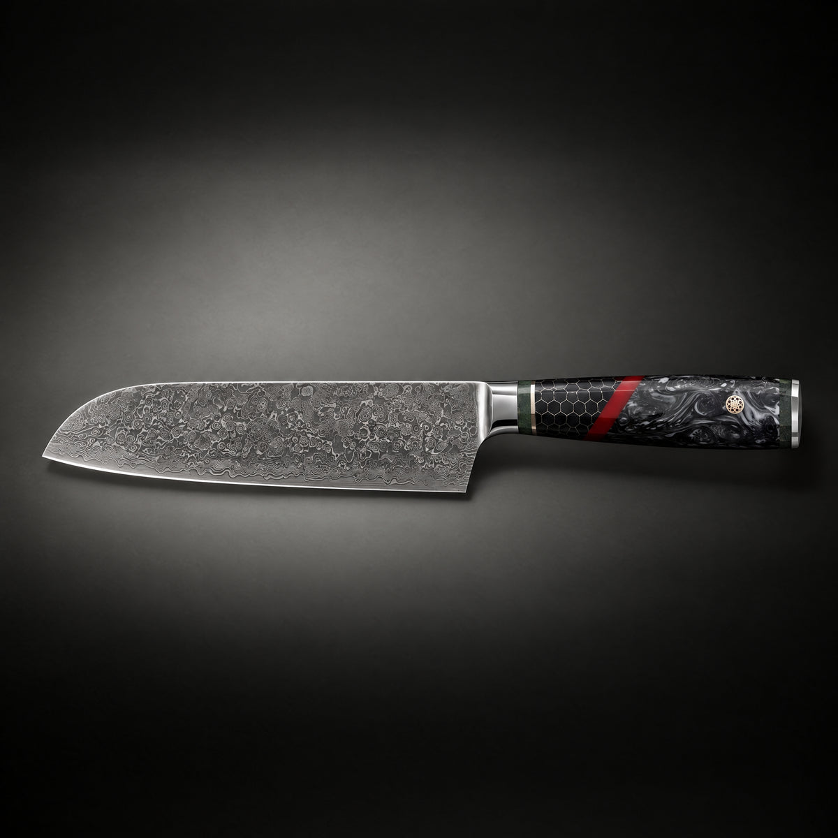 Shiden Santoku Knife, full side profile