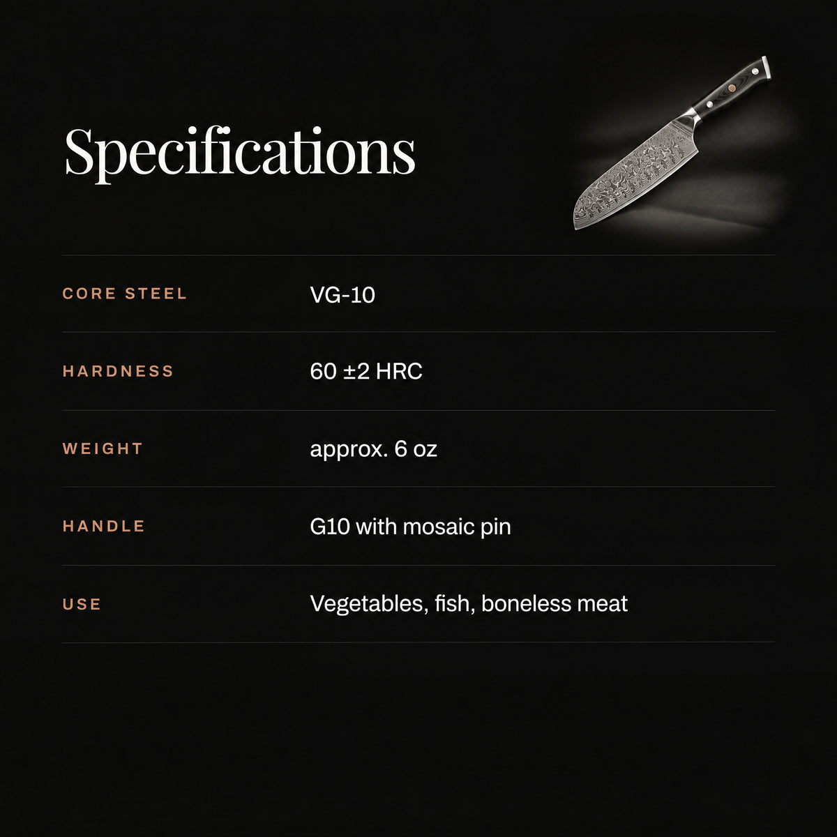 Guren Santoku Knife specifications