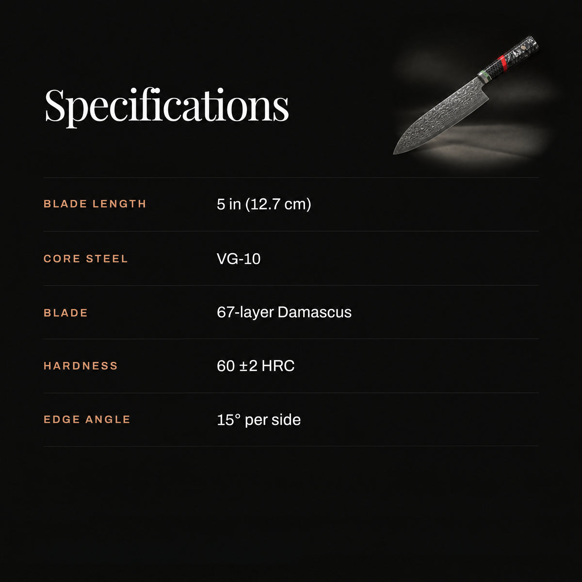 Shingen 5-Inch Santoku Knife specifications