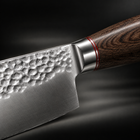 Close-up of the taiga santoku knife blade and handle