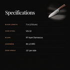 Taiga Santoku Knife specifications