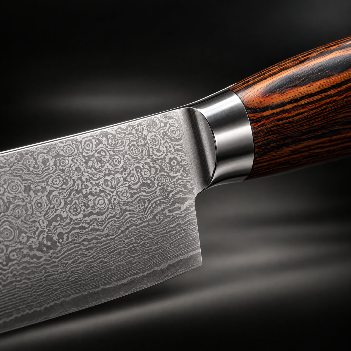 Close-up of the asahi gyuto chef knife blade and handle