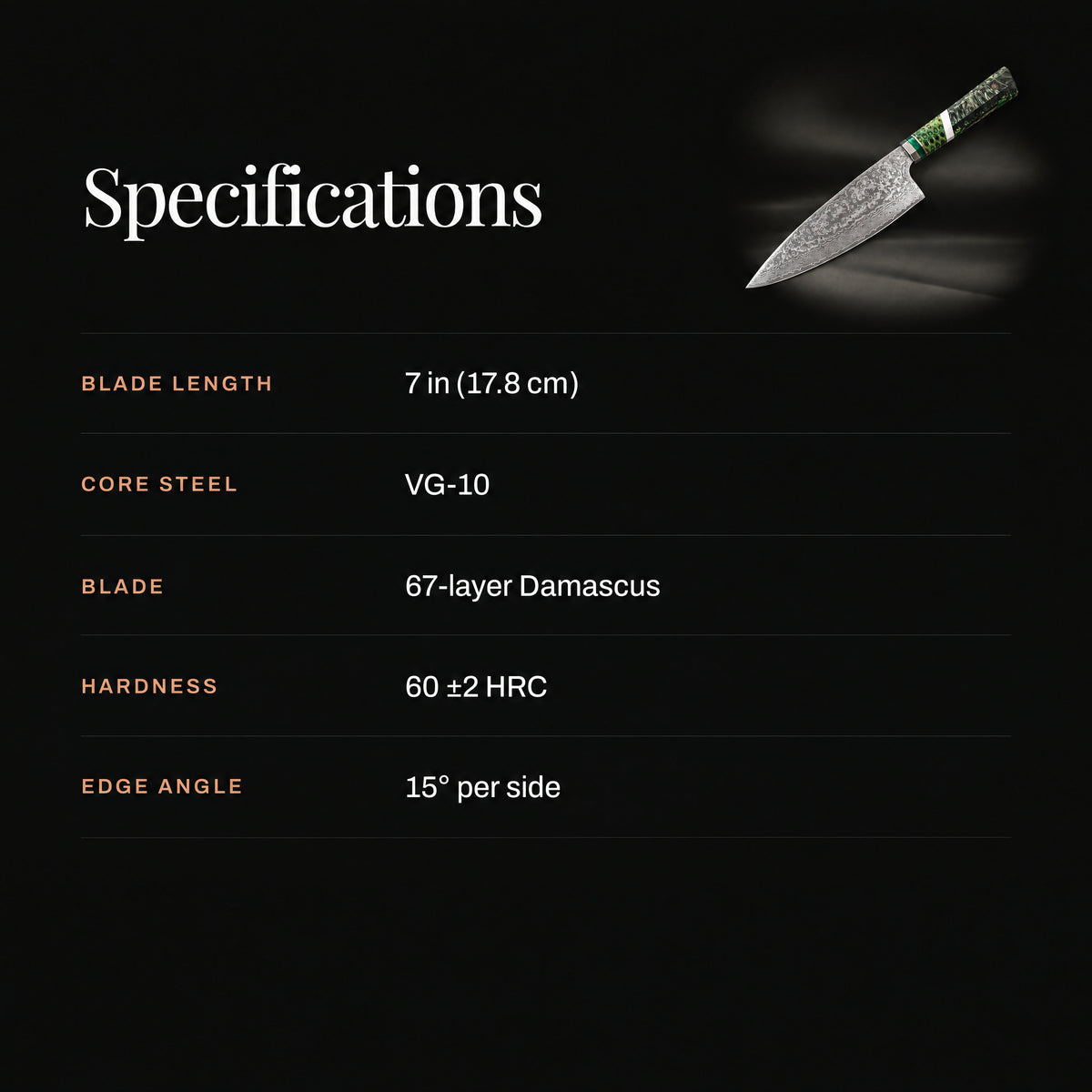 Ibuki Gyuto Chef Knife specifications