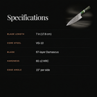 Ibuki Gyuto Chef Knife specifications