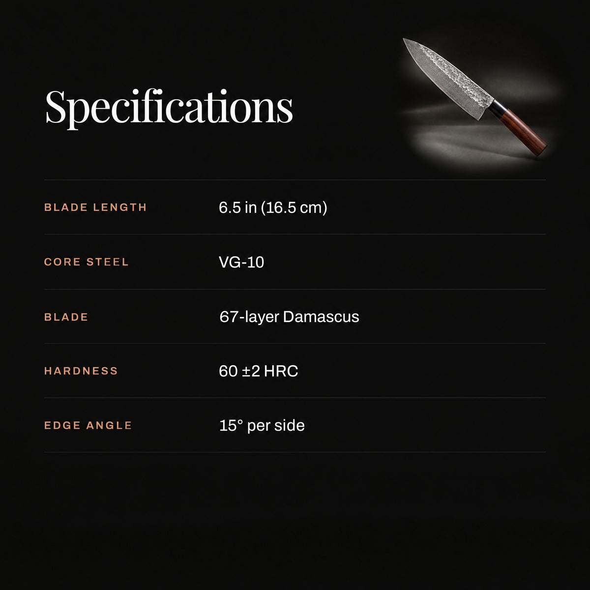Akitsu Gyuto Chef Knife specifications