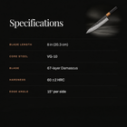 Genbu Gyuto Chef Knife specifications