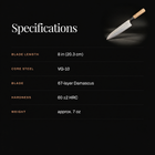 Tenku Gyuto Chef Knife specifications