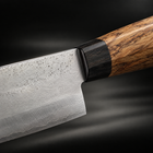 Close-up of the tenku gyuto chef knife blade and handle